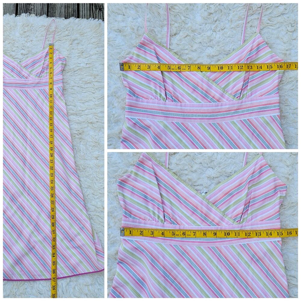 Size 8 Y2K Sun Dress Pastel Striped Cotton J. Crew Sleeveless Vneck Vintage - Picture 7 of 9